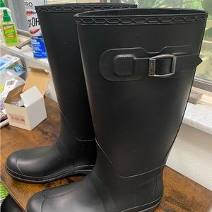 Black rain boots